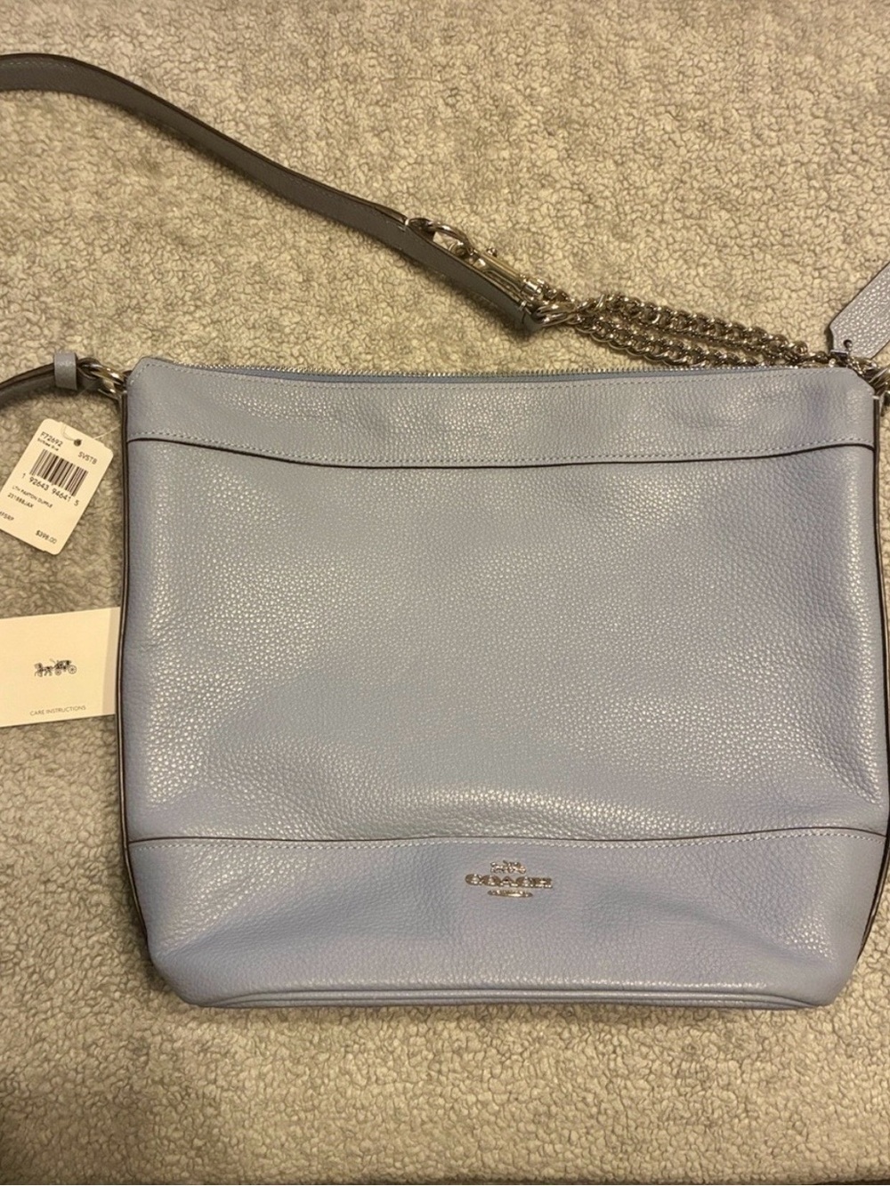 NWT Coach Paxton Duffle Steel Blue Pebble Leather Bag